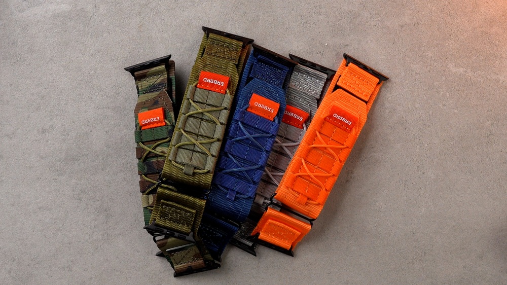 Paski ERBORD Runner w kolorach kamuflaż, zielonym, czarnym, pomarańczowym, szarym i niebieskim