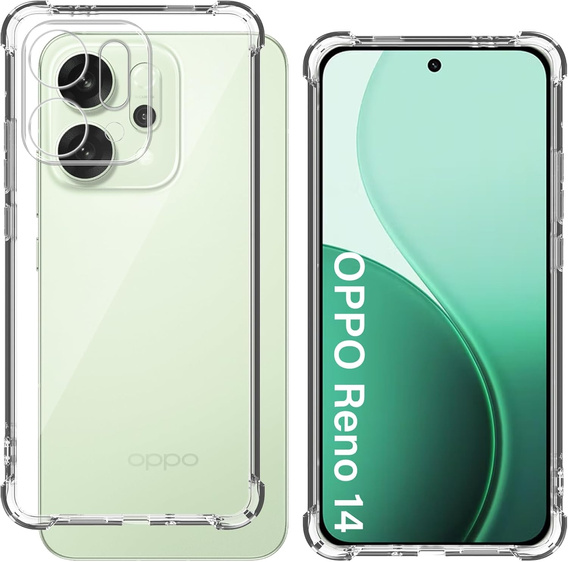 Чехол для Oppo Reno 14, усиленный, с защитой камеры, прозрачный