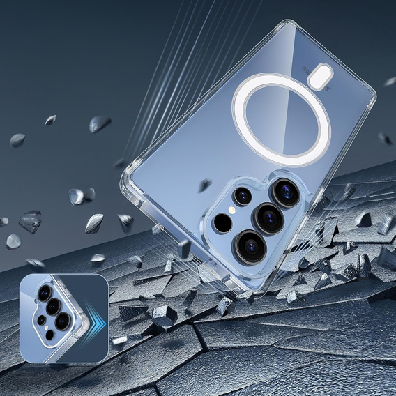 Чехол для Samsung Galaxy S25 Ultra, гибридный чехол Fusion Hybrid, для MagSafe, прозрачный + стекло для экрана