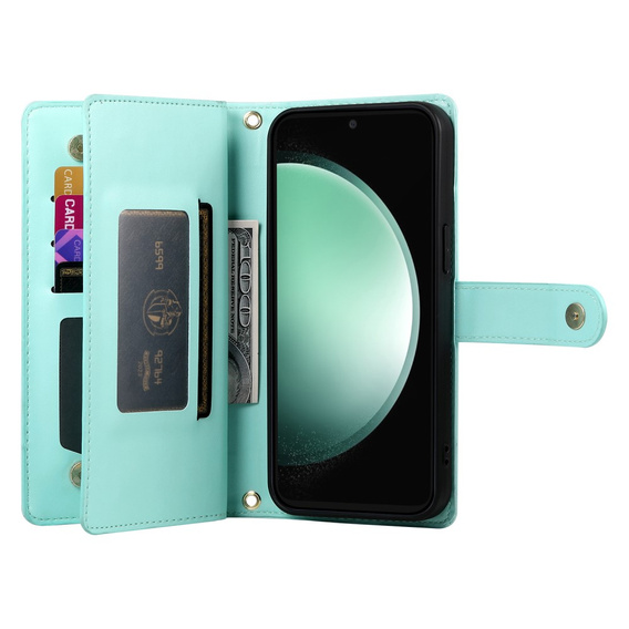 Чохол-книжка для Samsung Galaxy S24 FE, Wallet Zipper Pocket, зелений