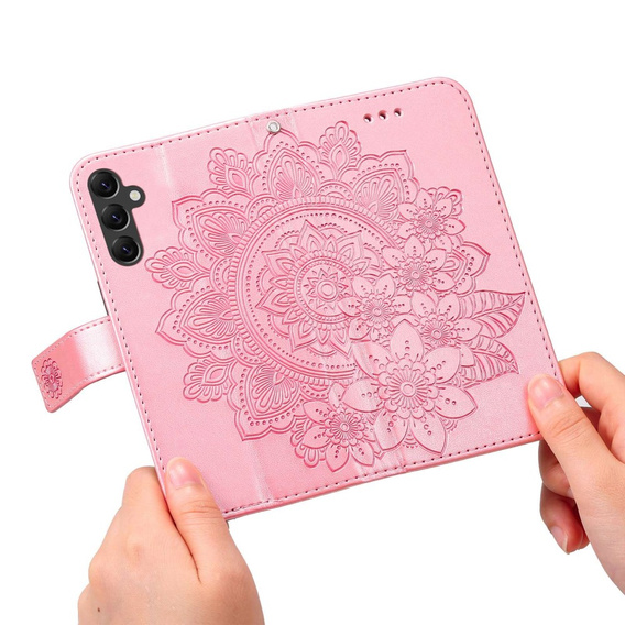 Откидной чехол для Samsung Galaxy A14 4G/5G, Mandala Flower, розовый rose gold