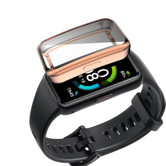 Чохол 2в1 із захистом екрану дял годинника  Huawei Band 6/7, Rose gold