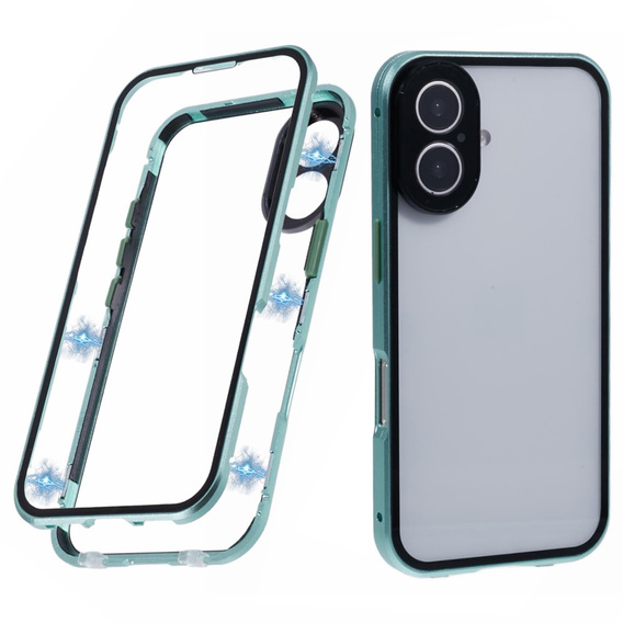 Чехол для iPhone 16, Magnetic Dual Glass, зелёный