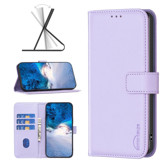 Чохол-книжка для Samsung Galaxy S23 FE, BINFEN Wallet, фіолетовий + скло 9H