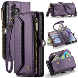 Чехол CASEME для Samsung Galaxy A55 5G, RFID Leather Wallet, с плечевым ремнем, фиолетовый