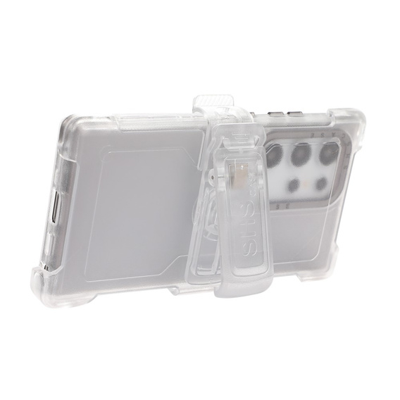 Бронечохол для Samsung Galaxy S24 Ultra, Belt Clip, з кліпсою, прозорий / чорний
