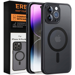 Чохол для iPhone 14 Pro Max, для MagSafe, ERBORD Matt Case, чорний + захисне скло