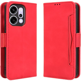 Чехол с клапаном для Oppo Reno 14, слот для карт, бумажник, красный