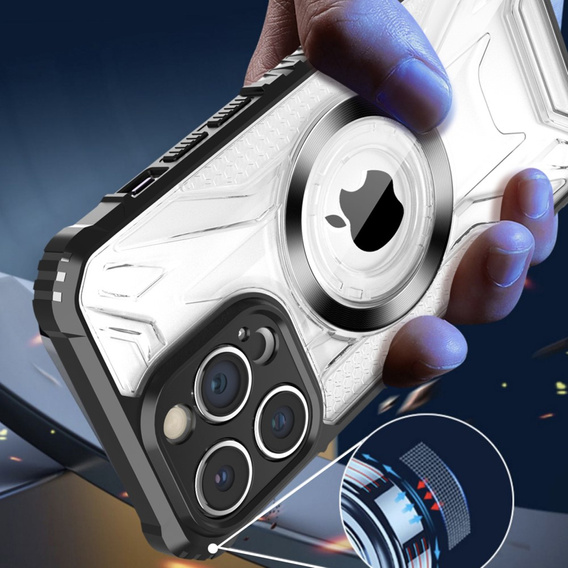 Протиударний чохол MagSafe для iPhone 15 Pro Max, чорний / прозорий