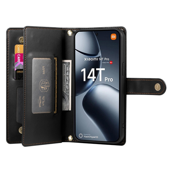 Чохол-книжка для Xiaomi 14T Pro, Wallet Zipper Pocket, чорний