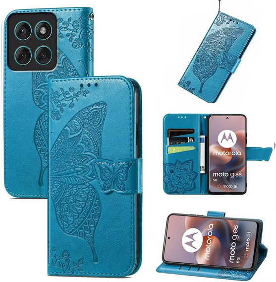 Чохол-книжка для Motorola Moto G86 5G, Butterfly, м'яти
