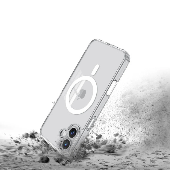 Чохол ERBORD з MagSafe для iPhone 16, з активною кнопкою, прозорий + Скло на екран