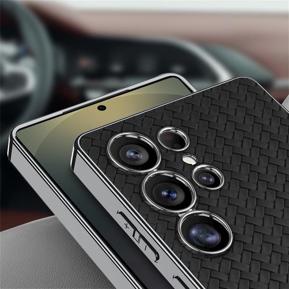 Чехол до Samsung Galaxy S25 Ultra, GKK Woven Leather, чёрный