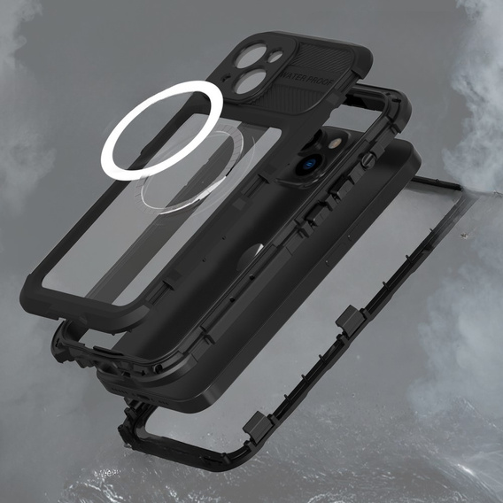 IP68 Водонепроницаемый чехол для iPhone 14, SHELLBOX MagSafe, чёрный