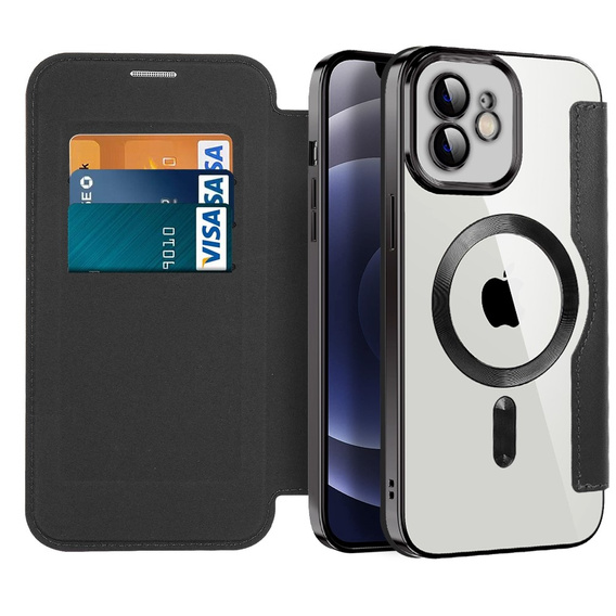 Чохол-книжка для iPhone 12, RFID Wallet MagSafe CamShield, чорний