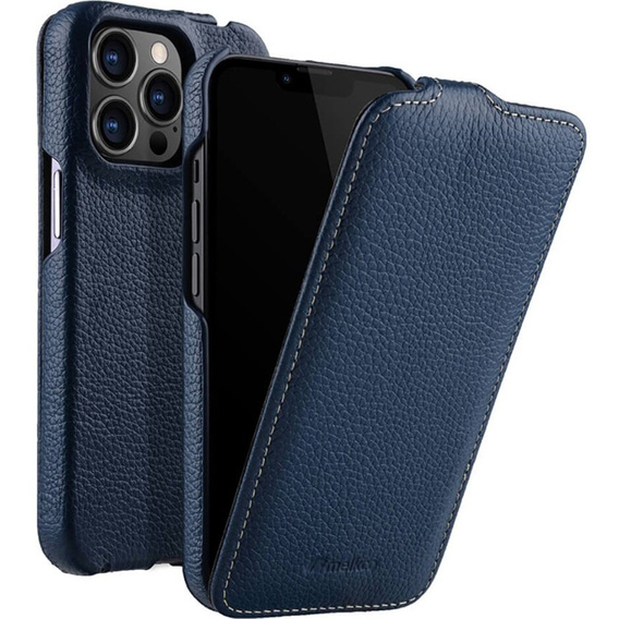 Чохол MELKCO для iPhone 14 Pro, шкіряний, фліп, темно-синій