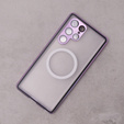 Магнитный чехол с двойным стеклом MagSafe для Samsung Galaxy S22 Ultra, фиолетовый
