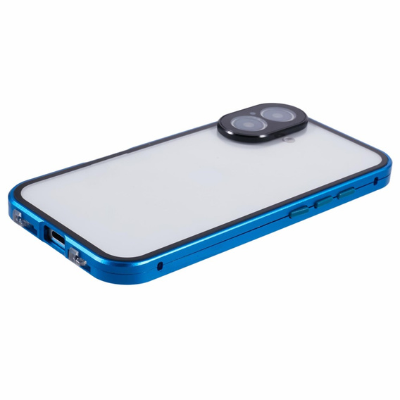 Чехол для iPhone 16, Magnetic Dual Glass, синий