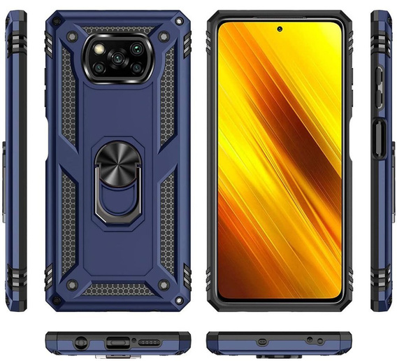 Бронированный Чехол до Xiaomi Poco X3 NFC, Nox Case Ring, синий