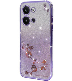 Чохол для Infinix Note 30 VIP, Glitter Flower, фіолетовий