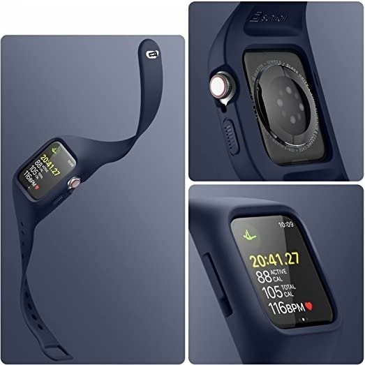 Ремень + чехол Suritch для Apple Watch 4/5/6/7/8/SE 44/45mm, темно-синий