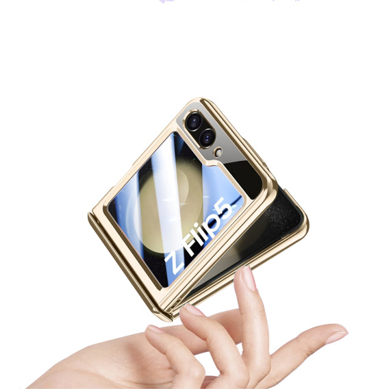 Чохол зі склом для Samsung Galaxy Z Flip5 5G, PC Case, золотий