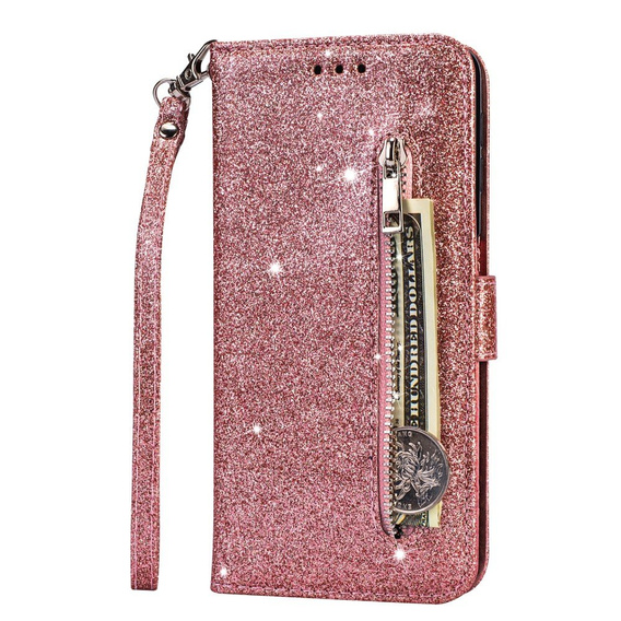 Откидной чехол для Xiaomi Redmi Note 8 Pro, Wallet Zippered, розовый rose gold