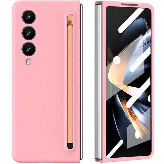 Чохол для Samsung Galaxy Z Fold 4 5G, зі склом та стилусом, рожевий 