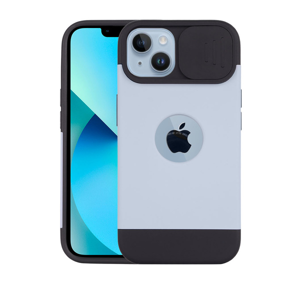 Чохол ERBORD MagSafe Cam Slider, синій + Скло для екрану для iPhone 13 / iPhone 14