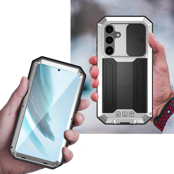 Бронированный чехол для Samsung Galaxy S25+ Plus, R-JUST, серебряный