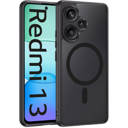 Чехол для Xiaomi Redmi 13 4G, для MagSafe, ERBORD Matt Case, чёрный + стекло для экрана