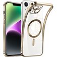 Чехол для iPhone 14, Electro MagSafe, золотой + стекло для экрана