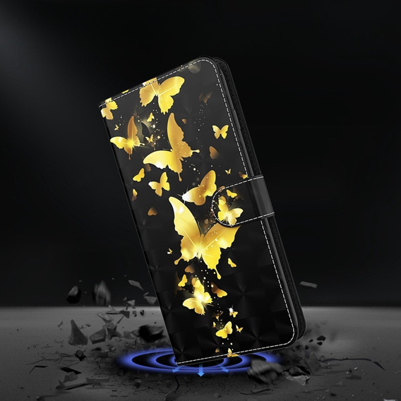 Откидной чехол для Samsung Galaxy A14 4G/5G, Wallet Butterfly, золотой