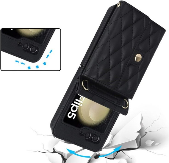 Шкіряний чохол Card Slots для Samsung Galaxy Z Flip5 5G, чорний