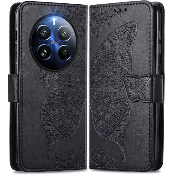 Чохол-книжка для Realme 12 Pro 5G / 12 Pro+ 5G, Butterfly, чорний