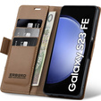 Чохол для Samsung Galaxy S23 FE, ERBORD Glossy Litchi, гаманець з клапаном, коричневий