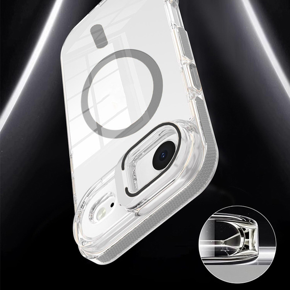 Чехол для iPhone Air, для MagSafe, с подставкой, прозрачный с серыми вставками