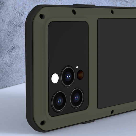 Чехол Love Mei до iPhone 14 Pro, armored with glass, зелёный