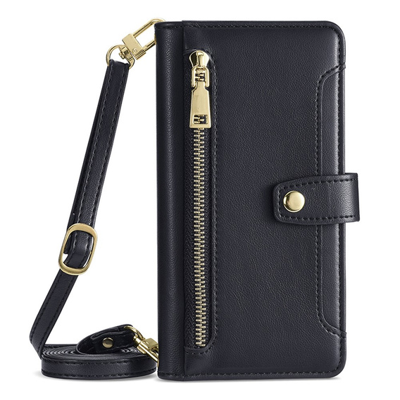 Откидной чехол для iPhone 14, Wallet Zipper Pocket, чёрный