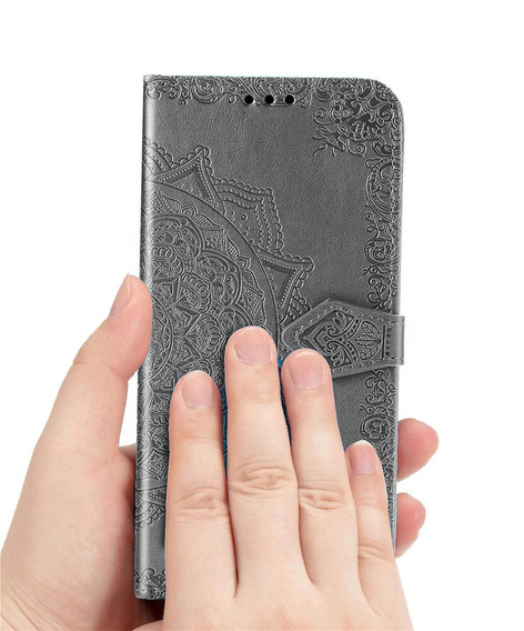 Откидной чехол для Honor Magic 6 Lite 5G, Mandala, серый