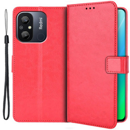 Откидной чехол для Xiaomi Redmi 12C, Crazy Horse Wallet, красный