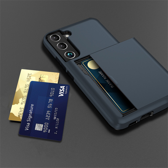 Чoхол до Samsung Galaxy S22, Sliding Card Holder, темно-синій