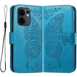 Откидной чехол для Oppo Reno 13F / Oppo Reno 13FS, Butterfly, синий