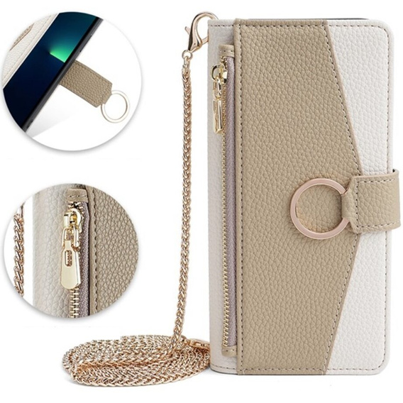Флип-кейс для Samsung Galaxy S23 Ultra, Wallet Zipper Pocket, с зеркалом, белый