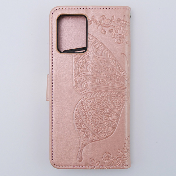 Чохол-книжка для Motorola Moto G54 5G, Butterfly, рожевий rose gold