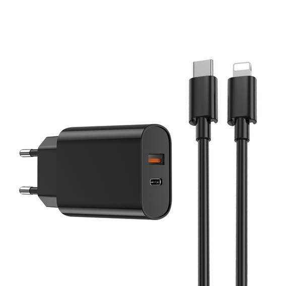 Мережевий зарядний пристрій XO CE12, USB-C, 20 Вт + USB-C - кабель блискавки, білий
