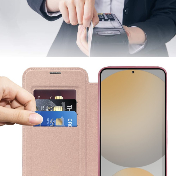 Откидной чехол для Samsung Galaxy S24 FE, RFID Wallet MagSafe CamShield, розовый