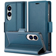 Чехол для Samsung Galaxy S25 Edge, ERBORD Glossy Litchi, кошелек с клапаном, синий