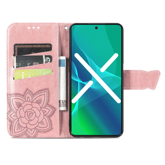 Откидной чехол для Motorola Edge 20 Lite, Butterfly, розовый rose gold
