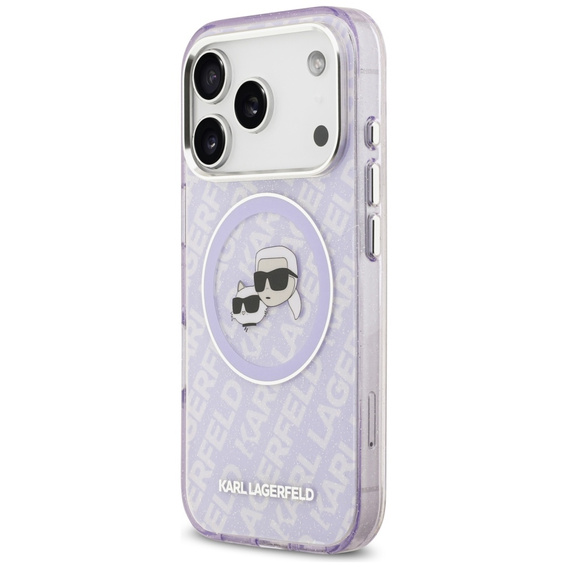 Чехол Karl Lagerfeld IML Glitter Karl & Choupette Heads Logo MagSafe для iPhone 17 Pro